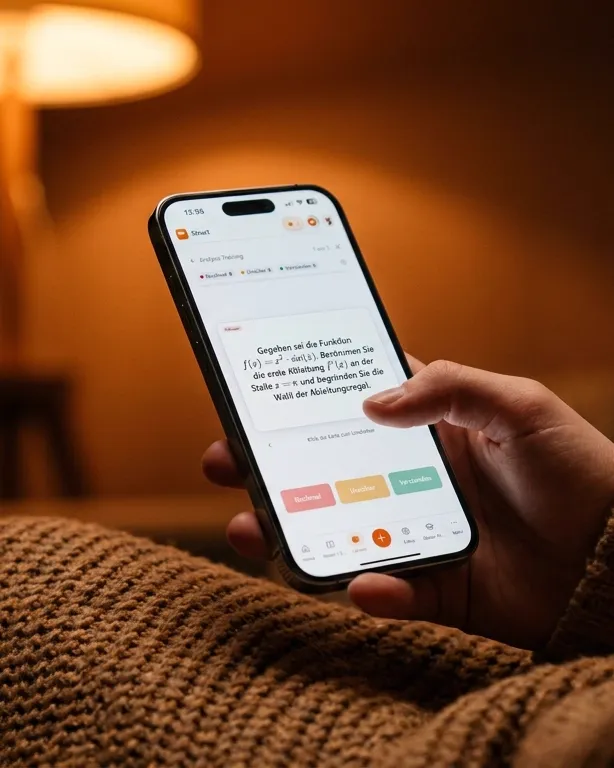Hand hält ein Handy mit einer Struct Karteikarte
