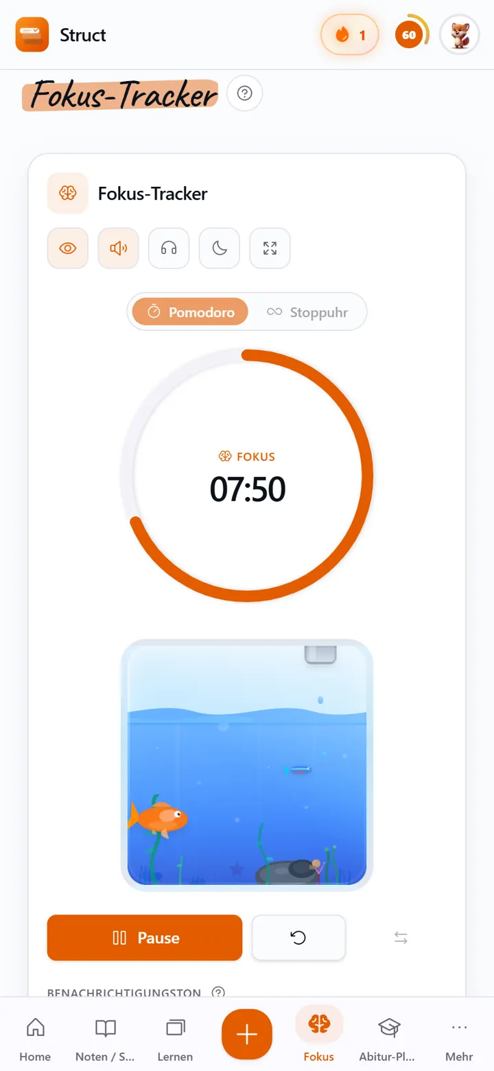 Struct App: Fokus mit Timer und Klängen