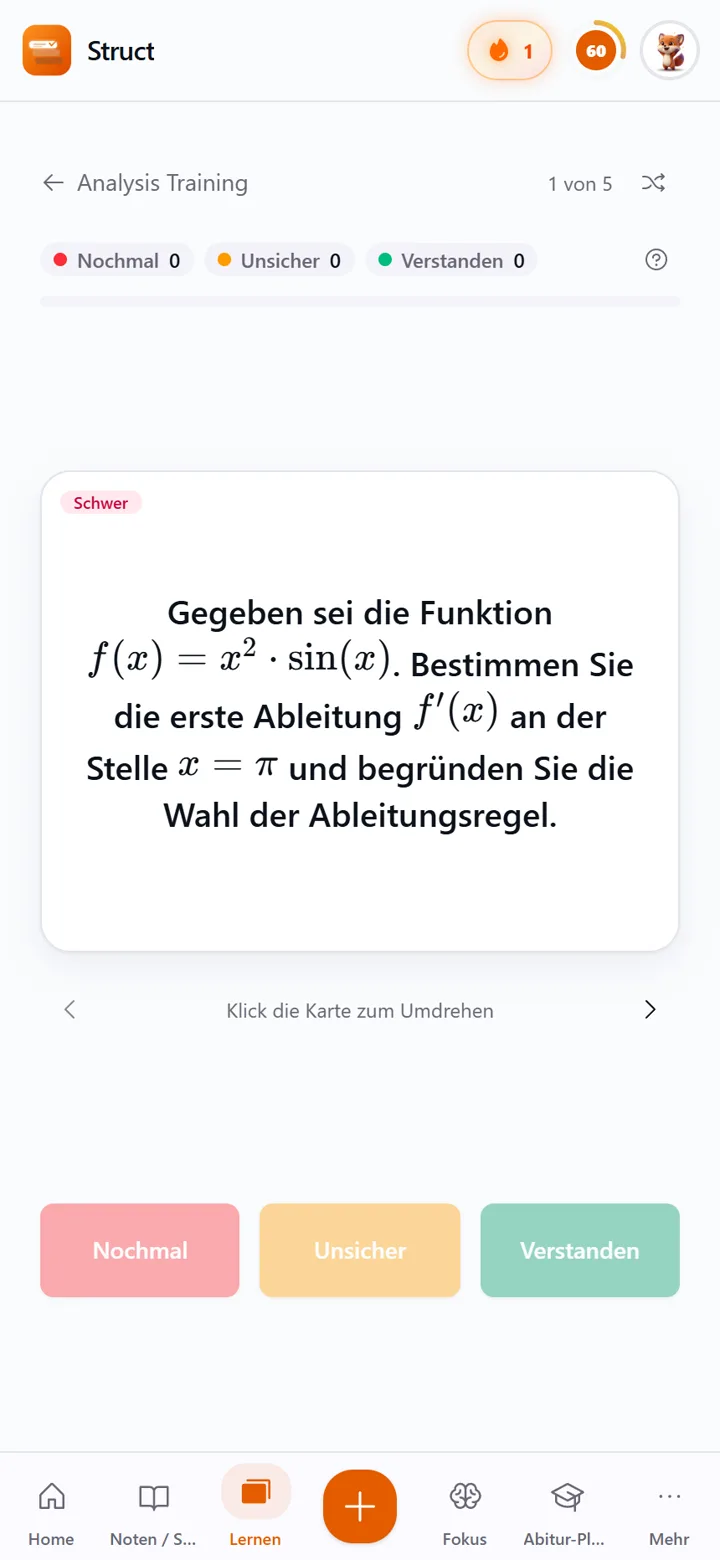 Struct App: Karteikarten, die im richtigen Moment wiederkommen
