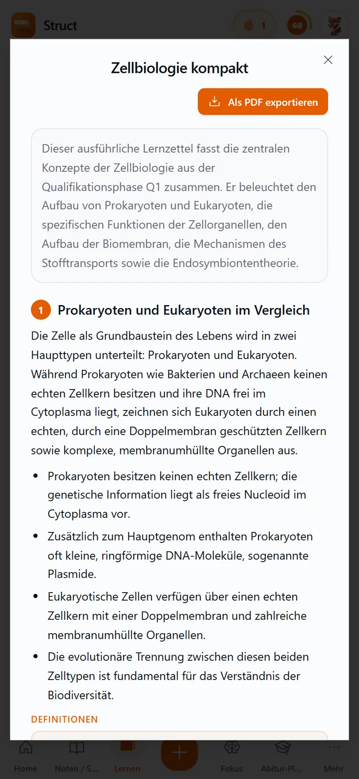 Struct App: Lernzettel aus deinem Skript